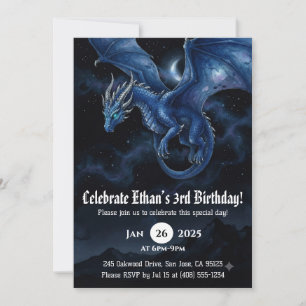 Convites Aniversário de Dragão em Aquarela