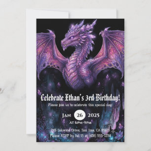 Convites Aniversário de Dragão em Aquarela