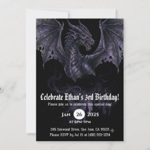 Convites Aniversário de Dragão em Aquarela