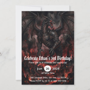 Convites Aniversário de Dragão em Aquarela
