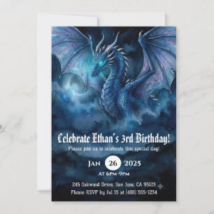 Convites Aniversário de Dragão em Aquarela