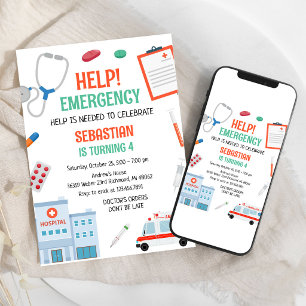 Convites Aniversário de Emergência Médica de Médico Enferme