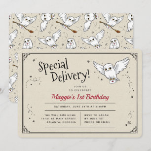Convites Aniversário de Entrega Especial da Hedwig do Harry