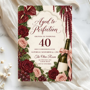 Convites Aniversário de Envelhecido à Perfeição Blush e Bor