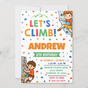 Convites Aniversário de Escalada de Rock Pessoal