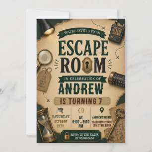 Convites Aniversário de Escape Room Vintage Pessoal
