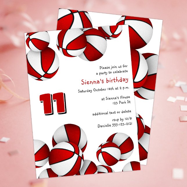 Convites aniversário de esferas brancas vermelhas (Criador carregado)