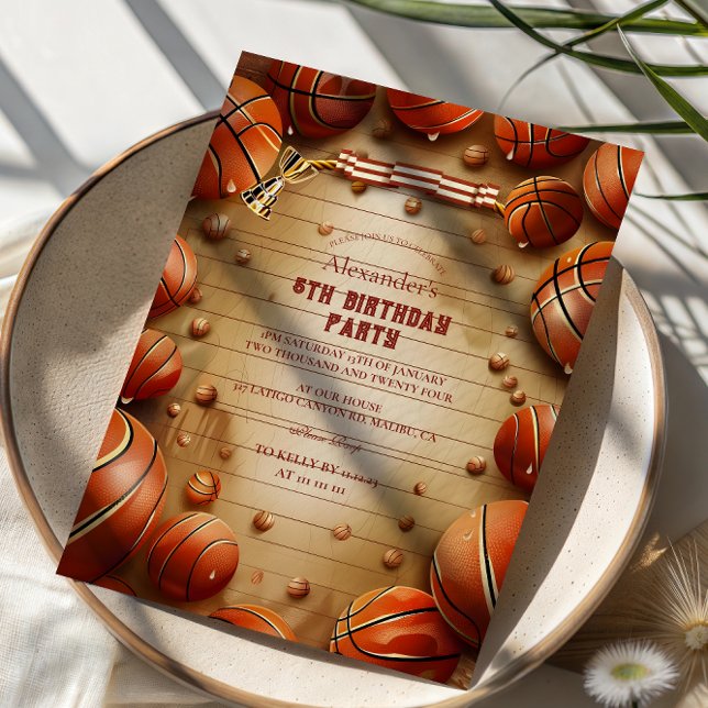 Convites Aniversário de Esportes de Basquetebol Vintage (Criador carregado)