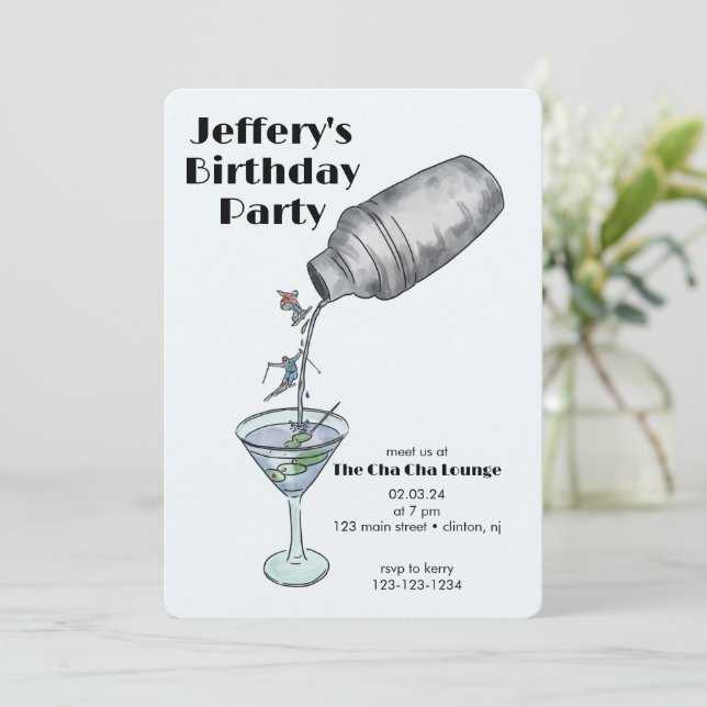 Convites Aniversário de esqui no inverno, aniversário de ad (Em pé/Frente)