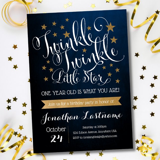 Convites Aniversário de Estrela Brilhante (Criador carregado)