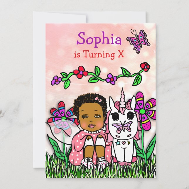 Convites Aniversário de Fada Afro-Americana (Frente)