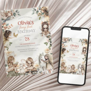 Convites Aniversário de Fada com Aquarela de Fadas