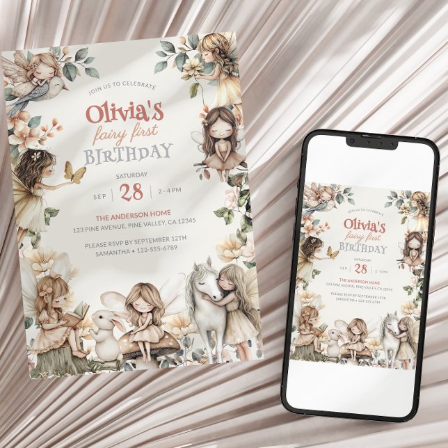 Convites Aniversário de Fada com Aquarela de Fadas (Criador carregado)
