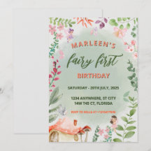 Aniversário de Fada Floresta Aquarela Cogumelo