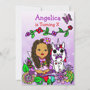 Convites Aniversário de Fada Hispânica ou Afro-Americana