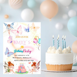 Convites Aniversário de Fada Mágica Borboleta Aquarela