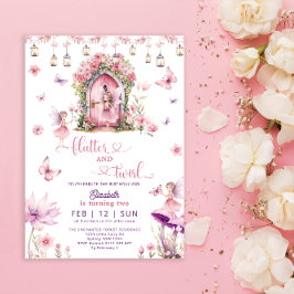 Convites Aniversário de Fada Selvagem Rosa-Rosa-Rosa-Encant