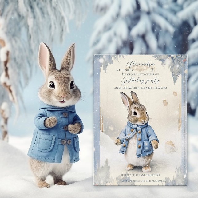 Convites Aniversário de Feriados de inverno de Peter Rabbit (Criador carregado)