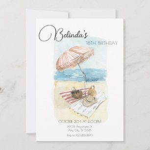 Convites Aniversário de férias de praia em Watercolor