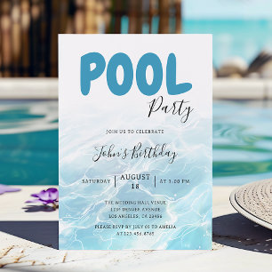 Convites Aniversário de Festa de Piscina de Verão Moderna