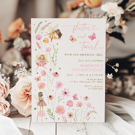 Convites Aniversário de Floral do Jardim das Fadas Magnétic