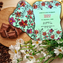 Convites ANIVERSÁRIO DE FLORES DE DOIS VERMELHOS primavera 