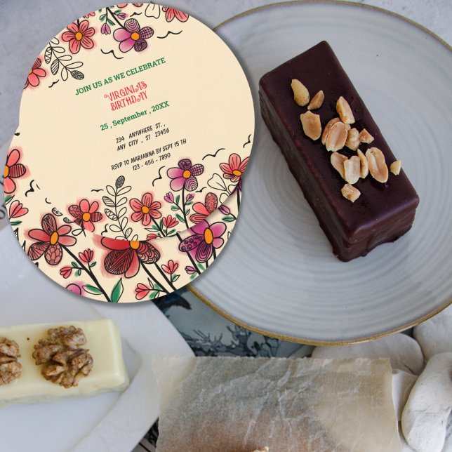 Convites ANIVERSÁRIO DE FLORES DE DOIS VERMELHOS primavera  (Criador carregado)