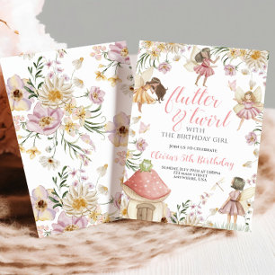Convites Aniversário de flores silvestres de fada