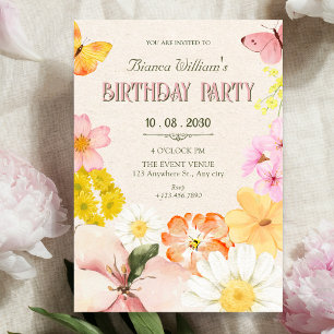 Convites Aniversário de florescimento floral da primavera