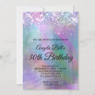 Convites Aniversário de Folha Glitter Esparciosa Iridescent