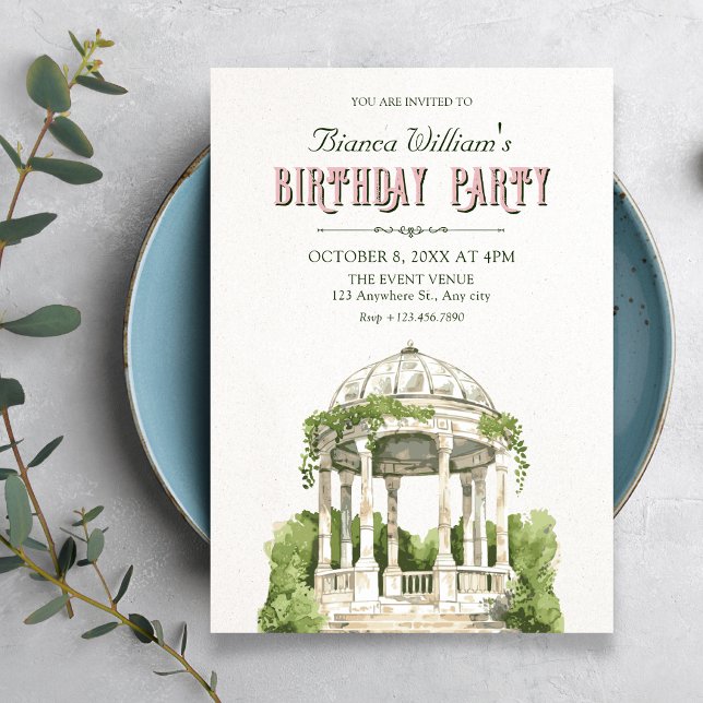 Convites aniversário de folhagem de jardim (Criador carregado)