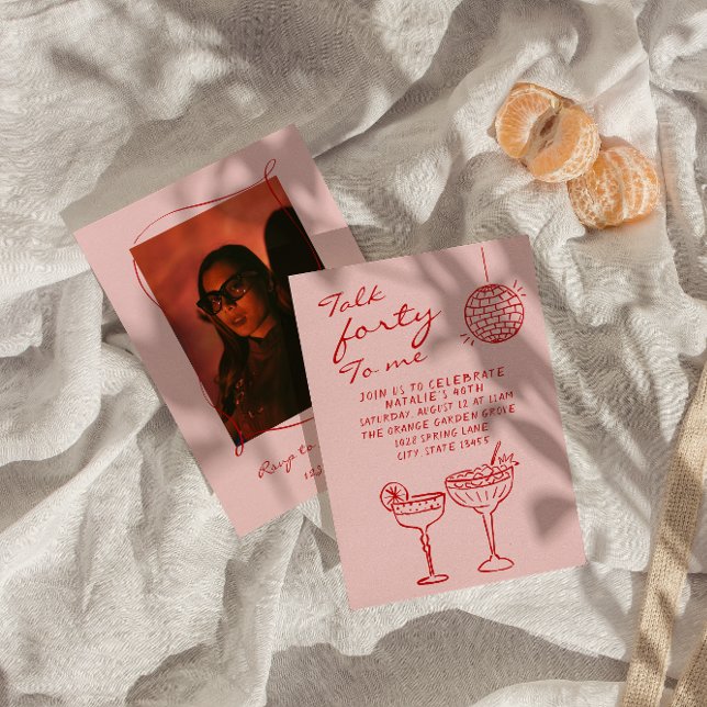 Convites Aniversário de Foto Colorida Desenhada à Mão (Criador carregado)