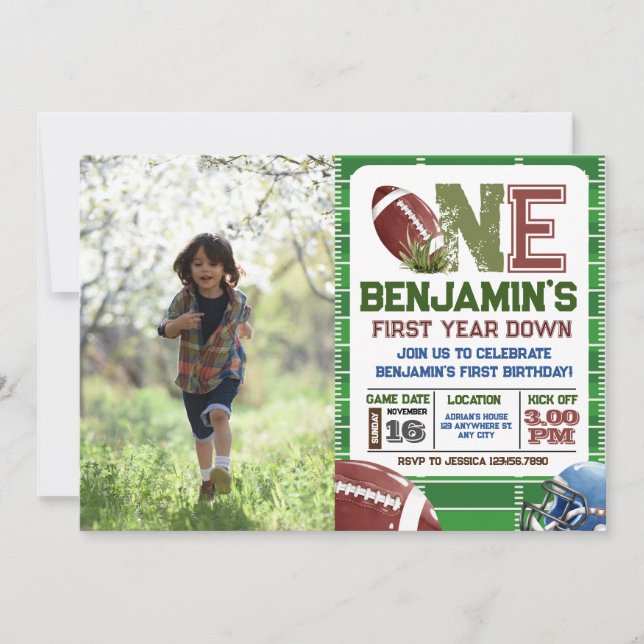 Convites Aniversário de Foto de 1rua de Futebol (Frente)