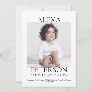 Convites Aniversário de foto minimalista