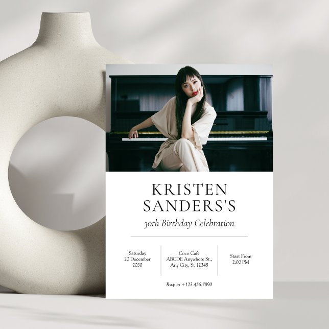 Convites Aniversário de foto minimalista moderno (Criador carregado)