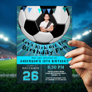 Convites Aniversário de Foto Personalizada Esportiva Azul L