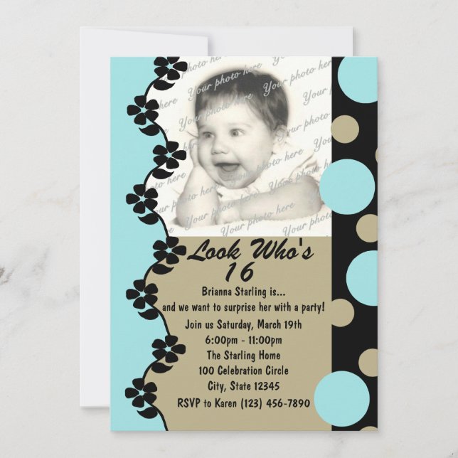 Convites Aniversário de Foto Ponto Retroativo (Frente)