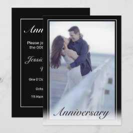 Convites Aniversário de Foto Preta Mínima Moderna