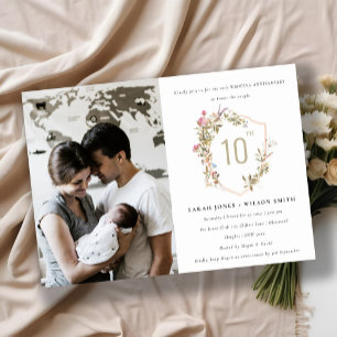 Convites Aniversário de Fotografia do Prato de Flor Selvage