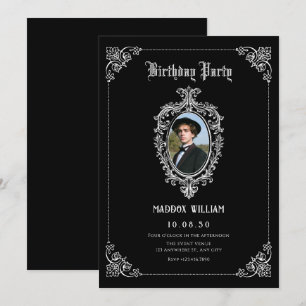 Convites Aniversário de fotografia gótica clássica negra
