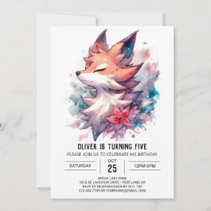 Convites Aniversário de Fox Personalizada Reproduzível