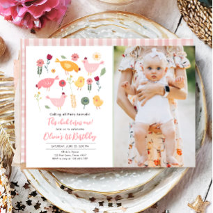 Convites Aniversário de frango com Páscoa de Fazenda de Pin