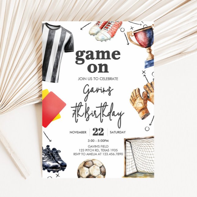 Convites Aniversário de Futebol Game On (Soccer Birthday Party Invitation)