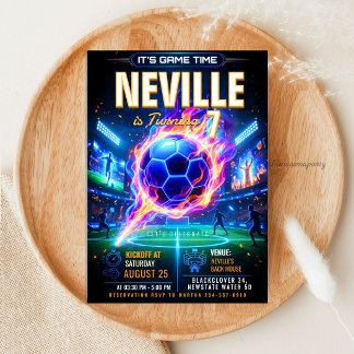 Convites Aniversário de Futebol Neon Glow - Futebol Futuris