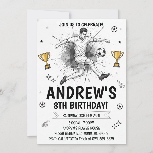 Convites Aniversário de Futebol Pessoal (Frente)