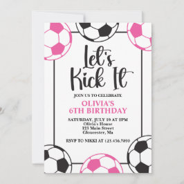Convites Aniversário de Futebol Rosa e Preto