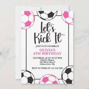 Convites Aniversário de Futebol Rosa e Preto
