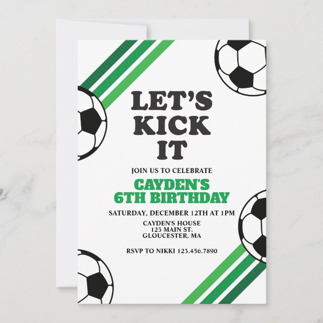 Convites Aniversário de Futebol Vamos Chutar Verde (Frente)