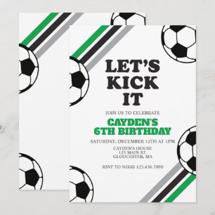 Convites Aniversário de Futebol Vamos Chutar Verde