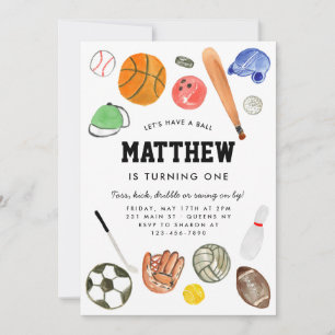 Convites Aniversário de Garoto da Equipe de Bolas de Esport